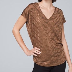 WHBM Soft Tiger Foil Cognac Jetsetter Tee Size XS